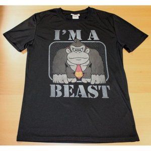 Donkey Kong I'm a Beast Gamer Shirt Small Official Nintendo 100% polyester Black